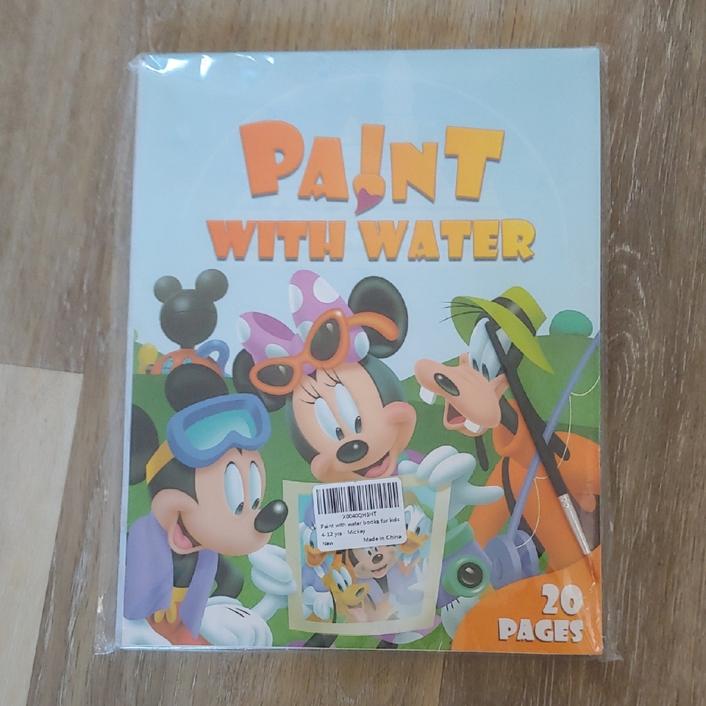NEW Disney Mickey Mouse & Friends Kids Paint With Water Book w/Brush